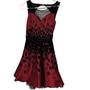 DC Comics Harley Quinn Dress Womens Size XS Red Black Velvet Red Sleeveless NWT